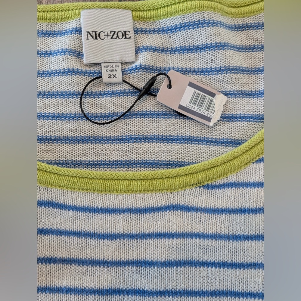 Nic+Zoe Striped Up Supersoft Sweater Blue White Stripes NWT Size 2X - Picture 5 of 11